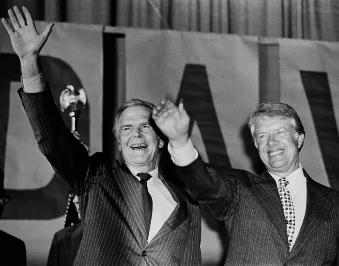 Framed Print : Senator Haskell And US President Carter Waving Framed Print : Senator Haskell And US President Carter Waving