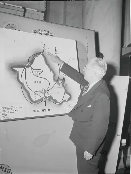 Framed Print : Senator Homer Ferguson Utilizing Chart During Hearings