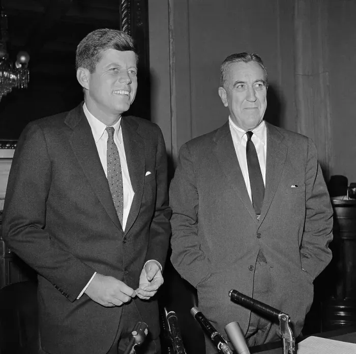 Framed Print : Senator John F. Kennedy Talking at News Conference
