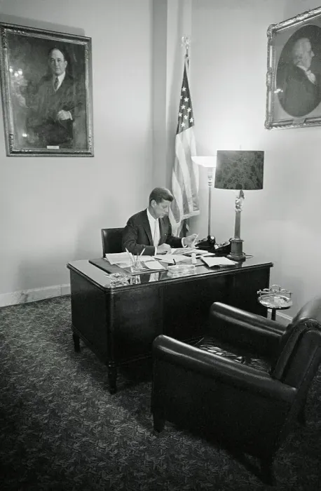 Framed Print : Senator John F. Kennedy Working at Desk Framed Print : Senator John F. Kennedy Working at Desk