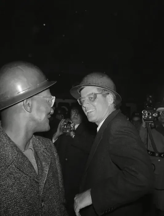 Framed Print : Senator John Kennedy Touring Steel Company