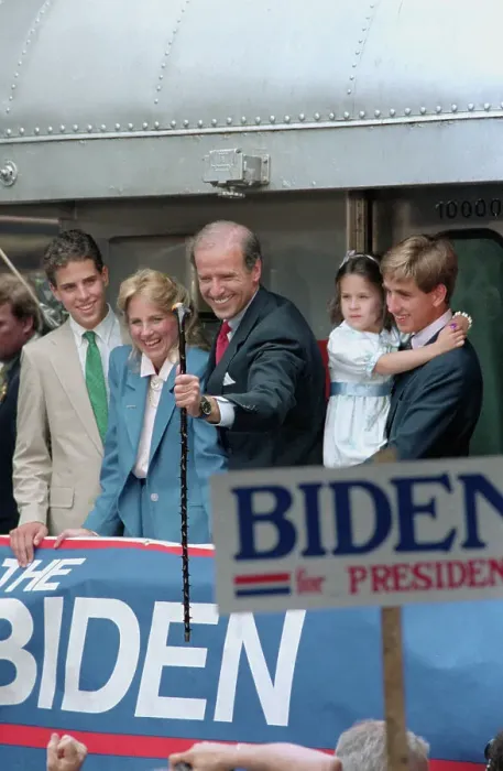 Framed Print : Senator Joseph Biden Accepting Gift from a Supporter
