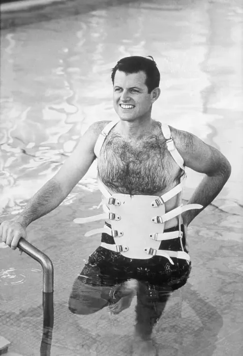 Framed Print : Senator Kennedy in a Back Brace Framed Print : Senator Kennedy in a Back Brace