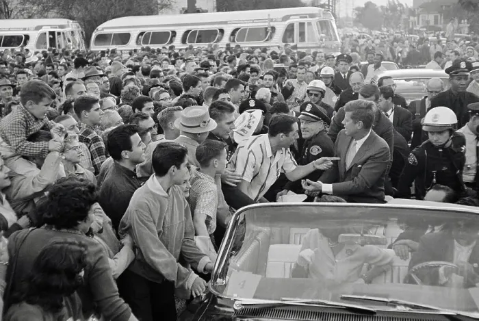 Framed Print : Senator Kennedy Surrounded by Supporters