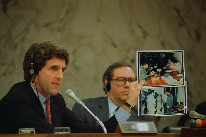 Framed Print : Senator Kerry Displaying Photos of Fidel Castro Framed Print : Senator Kerry Displaying Photos of Fidel Castro