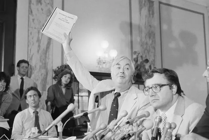 Framed Print : Senator Moynihan with Love Canal Report Framed Print : Senator Moynihan with Love Canal Report