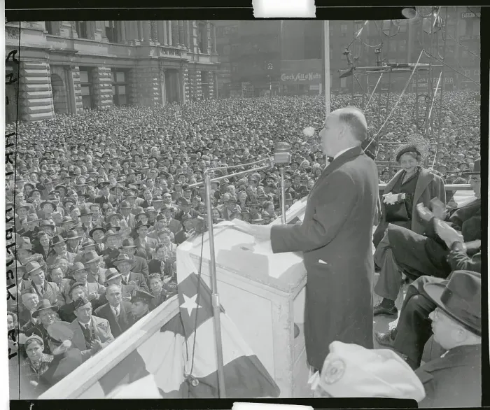 Framed Print : Senator Owen Brewster Addressing Crowd Framed Print : Senator Owen Brewster Addressing Crowd