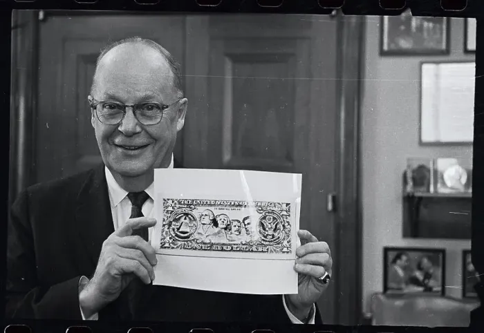 Framed Print : Senator Proposing a New Design for the One Dollar Bill Framed Print : Senator Proposing a New Design for the One Dollar Bill
