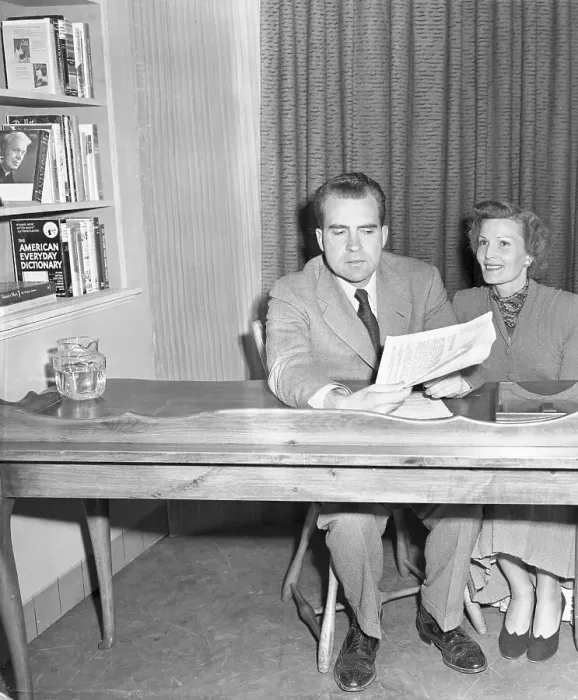 Framed Print : Senator Richard Nixon Reviewing Speech with Wife Pat