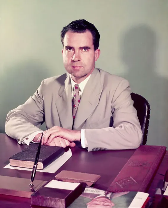 Framed Print : Senator Richard Nixon Sitting at Desk Framed Print : Senator Richard Nixon Sitting at Desk