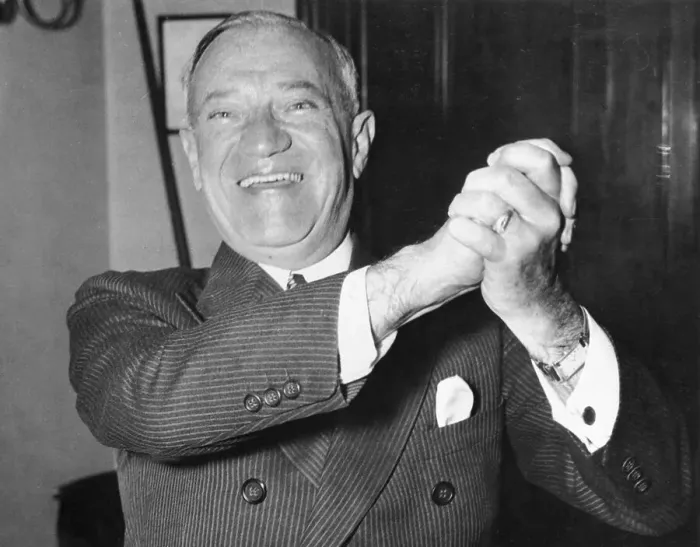 Framed Print : Senator Robert Wagner Clasping His Hands in Approval Framed Print : Senator Robert Wagner Clasping His Hands in Approval
