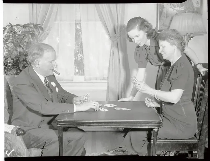 Framed Print : Senator Wheeler Playing Bridge with Wife