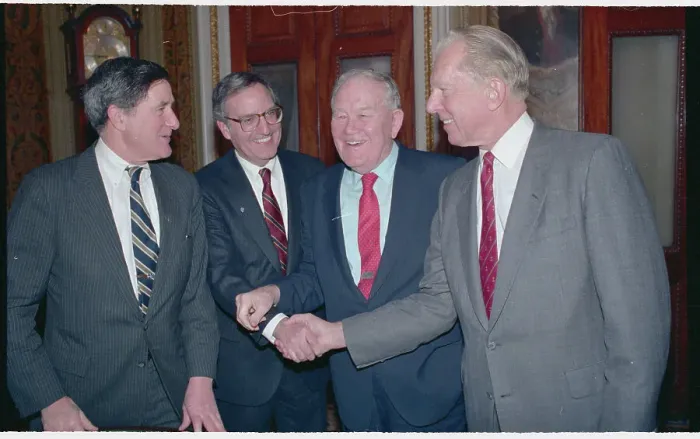 Framed Print : Senators Greeting Each Other Framed Print : Senators Greeting Each Other