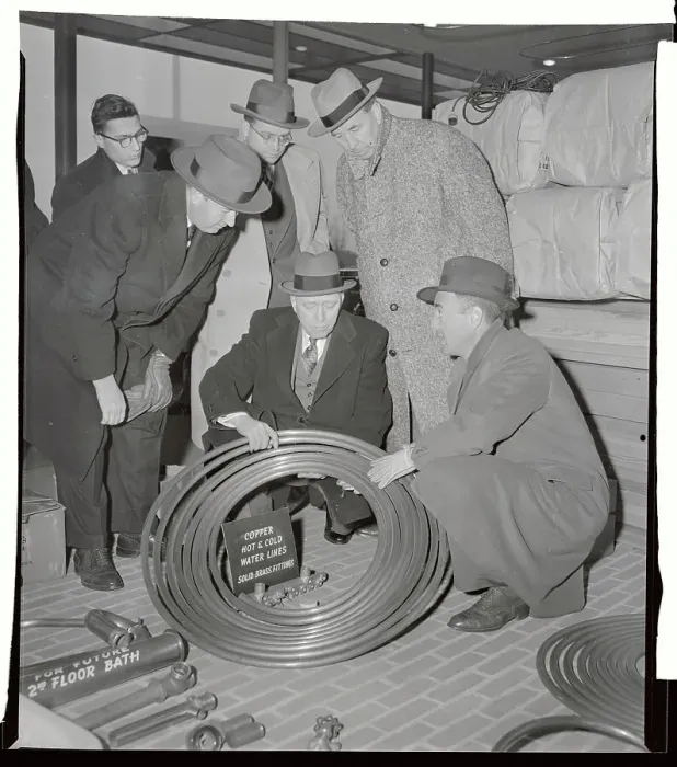 Framed Print : Senators Inspecting Wire Tubing Framed Print : Senators Inspecting Wire Tubing
