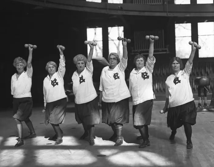 Framed Print : Senior women exercising in gym Framed Print : Senior women exercising in gym