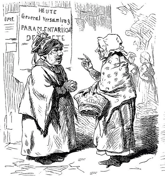 Two senior women talking on street