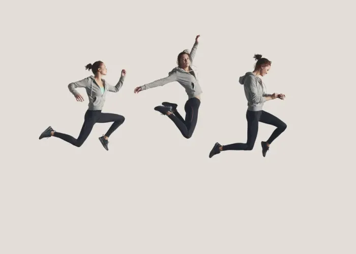 Framed Print : Sequence of female runner in the air Framed Print : Sequence of female runner in the air