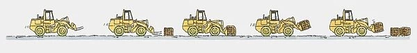 Sequence of illustrations showing wheel loader on the move