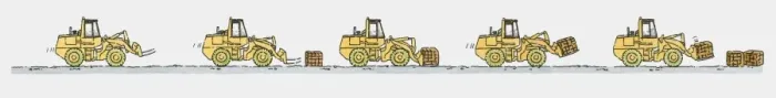Framed Print : Sequence of illustrations showing wheel loader on the move Framed Print : Sequence of illustrations showing wheel loader on the move