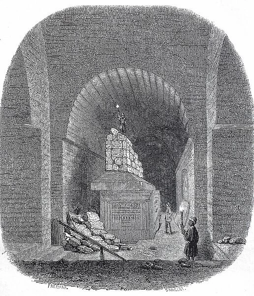 The Serapeum, Cult Site of the (Apis) Bulls, at the Temple of Memphis, Egypt, Historical, digital reproduction of an original 19th century artwork
