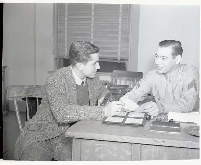Framed Print : Sergeant Interviewing Potential Marine Recruit Framed Print : Sergeant Interviewing Potential Marine Recruit