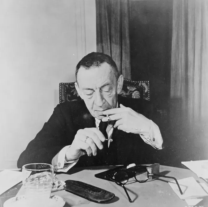 Framed Print : Sergei Rachmaninoff Smoking at his Desk Framed Print : Sergei Rachmaninoff Smoking at his Desk