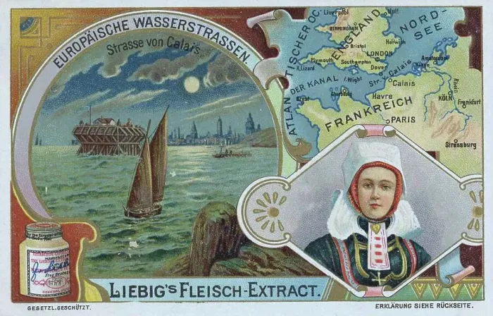 Framed Print : Series European Waterways, Strait of Calais, France, England, digitally restored reproduction of a collector's picture from c. 1900 Framed Print : Series European Waterways, Strait of Calais, France, England, digitally restored reproduction of a collector's picture from c. 1900