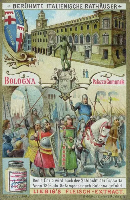 Framed Print : Series of famous Italian town halls, Italy, Bologna, Palazzo comunale, King Enzio is led as a prisoner to Bologna after the battle of Fossalta in 1249, Historical, digitally restored reproduction of a collector's picture from ca 1900 Framed Print : Series of famous Italian town halls, Italy, Bologna, Palazzo comunale, King Enzio is led as a prisoner to Bologna after the battle of Fossalta in 1249, Historical, digitally restored reproduction of a collector's picture from ca 1900