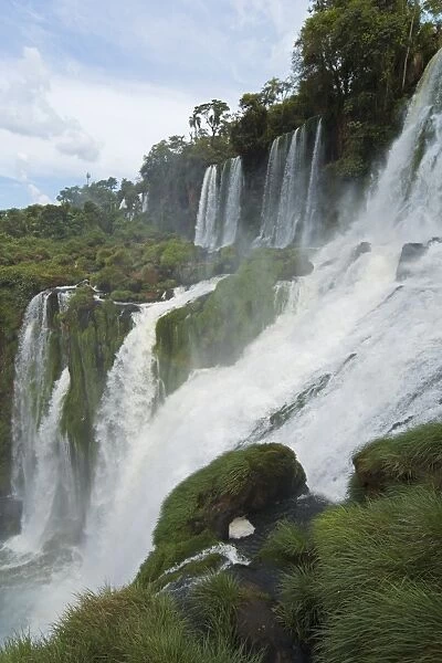 Series of impressive waterfalls photographed from the side