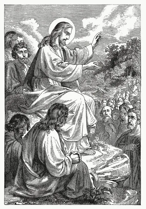 Framed Print : The Sermon on the Mount, wood engraving, published in 1894 Framed Print : The Sermon on the Mount, wood engraving, published in 1894