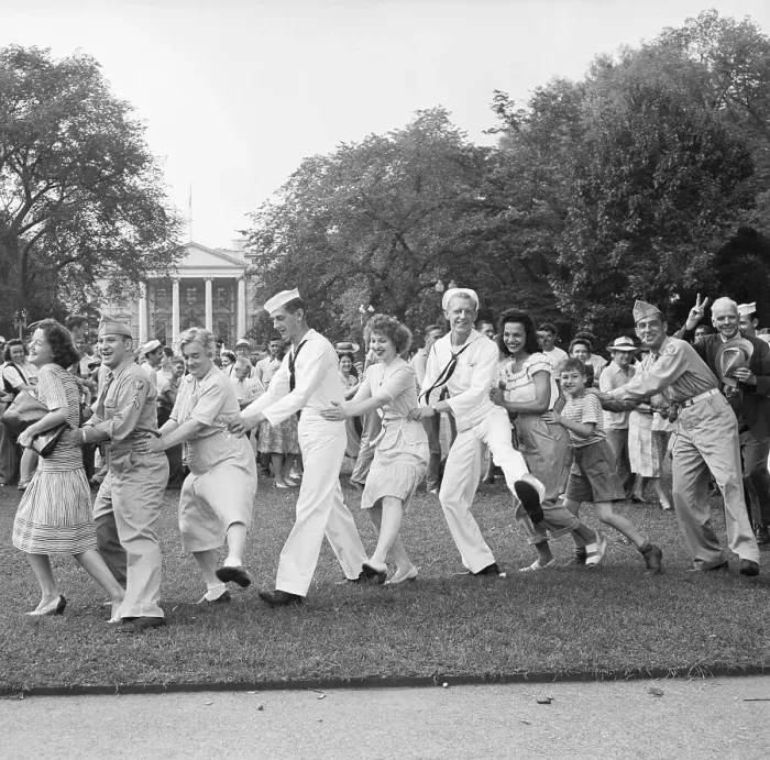 Framed Print : Servicemen & Civilians Conga, War Victory Framed Print : Servicemen & Civilians Conga, War Victory