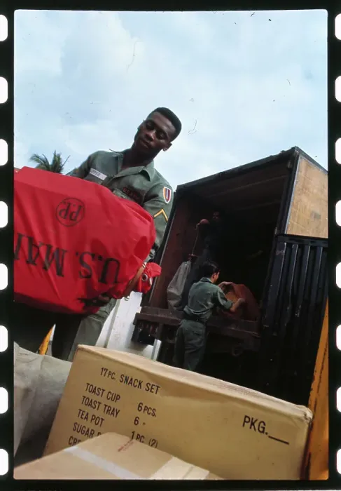Framed Print : Servicemen Unloading a Van Framed Print : Servicemen Unloading a Van