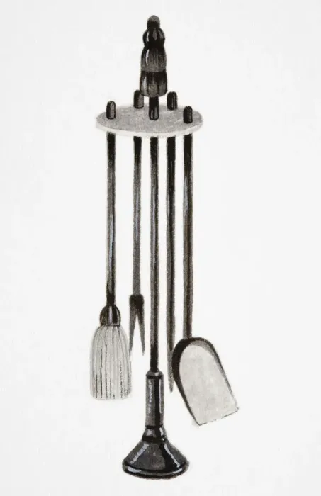 Framed Print : Set of fireplace tools