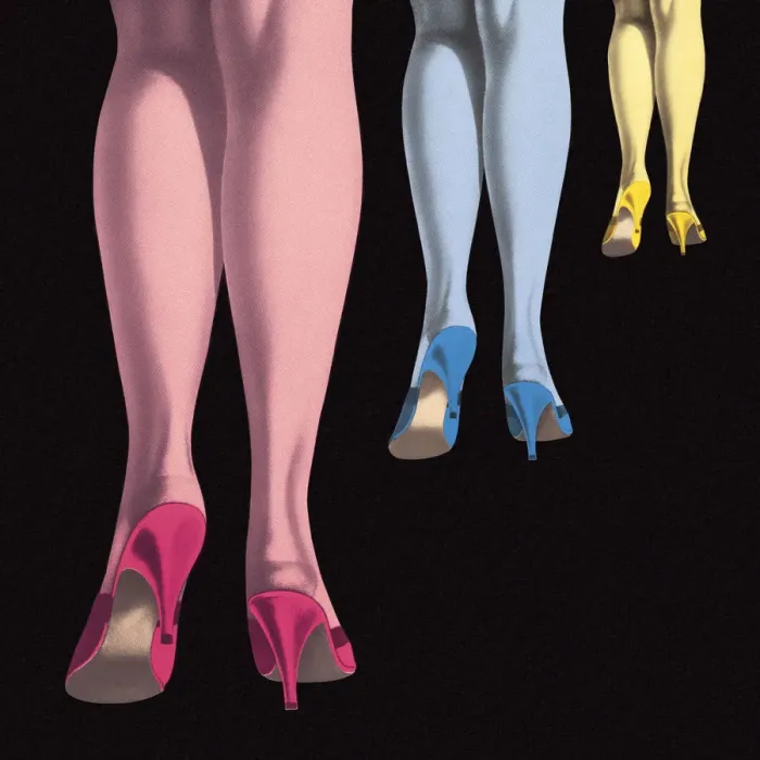Framed Print : Three Sets of Womens Legs