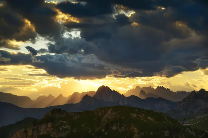 Framed Print : Setting sun rays over Dolomites Framed Print : Setting sun rays over Dolomites