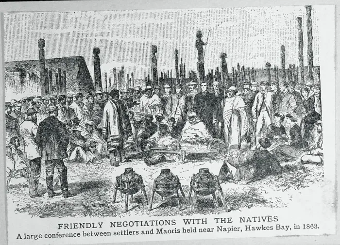 Framed Print : Settlers and Maoris Negotiating Framed Print : Settlers and Maoris Negotiating
