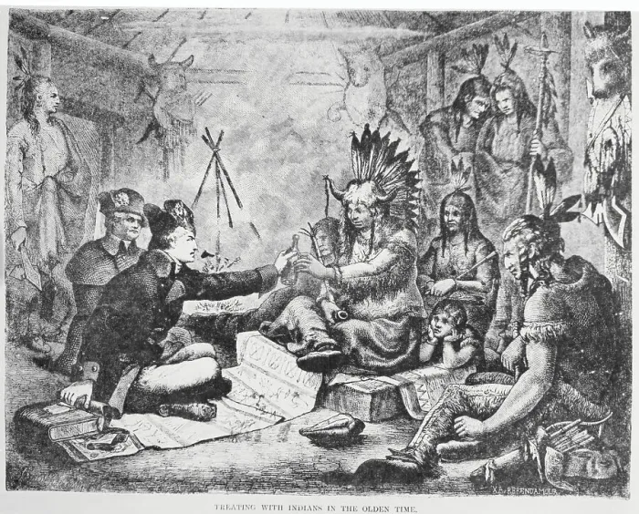 Framed Print : Settlers and Native Americans Trading Goods Framed Print : Settlers and Native Americans Trading Goods