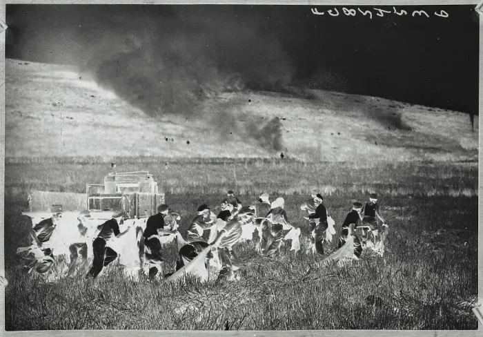 Framed Print : Settlers Putting Out Fire Framed Print : Settlers Putting Out Fire