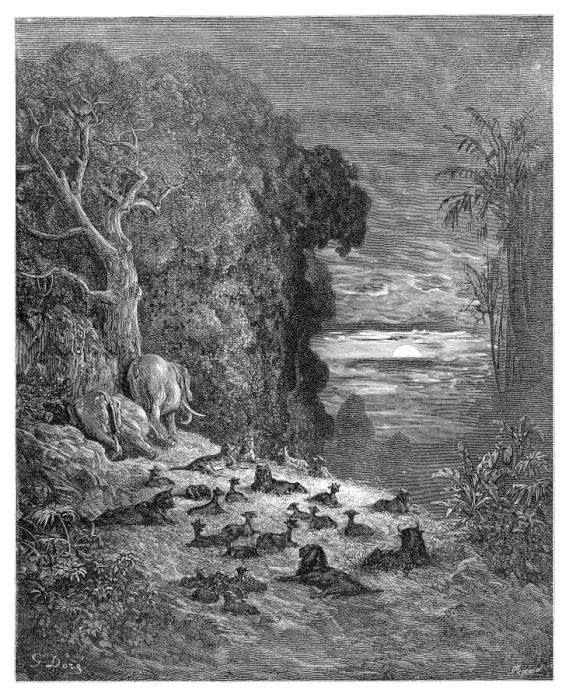 Framed Print : The seven evening on earth engraving 1885
