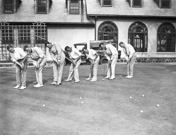 Framed Print : Seven Golfers Swinging Golf Clubs Framed Print : Seven Golfers Swinging Golf Clubs
