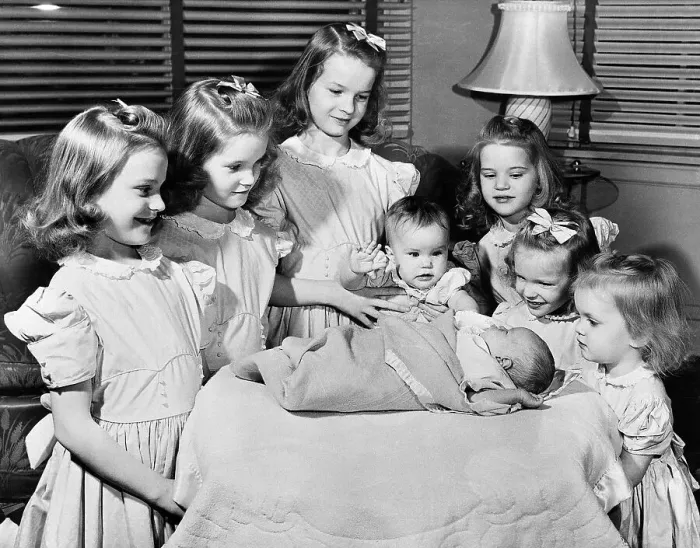 Framed Print : Seven Sisters and Their New Baby Brother Framed Print : Seven Sisters and Their New Baby Brother