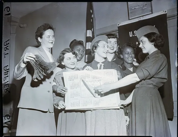 Framed Print : Seven Wac Women Pictured With Calendar Framed Print : Seven Wac Women Pictured With Calendar