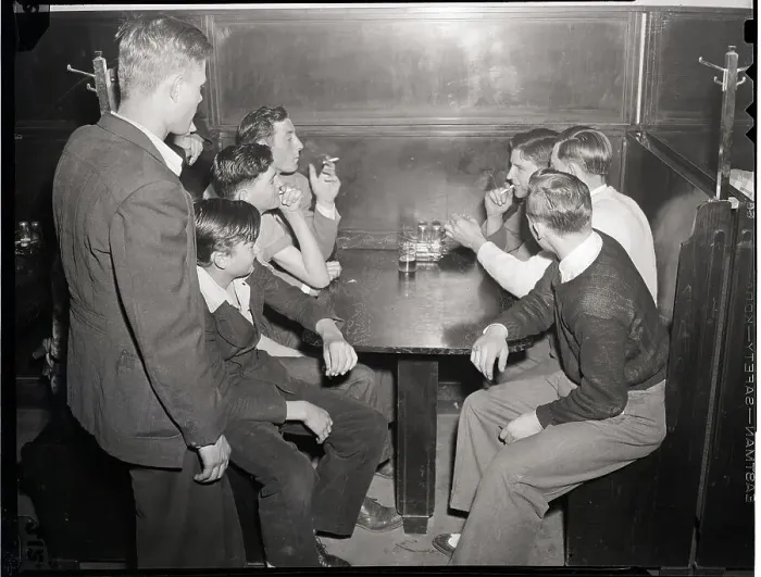 Framed Print : Seven Young Men @ Diner Booth Framed Print : Seven Young Men @ Diner Booth