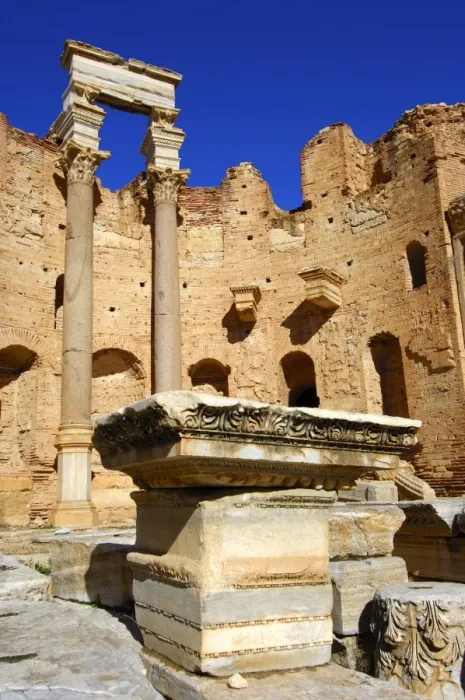 Framed Print : Severan Basilica, Ruins of the Roman City Leptis Magna, Libya Framed Print : Severan Basilica, Ruins of the Roman City Leptis Magna, Libya