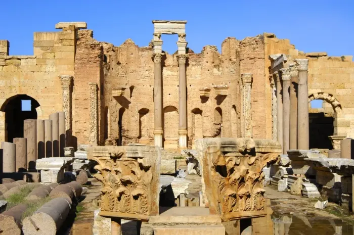 Framed Print : Severan Basilica, Ruins of the Roman City Leptis Magna, Libya Framed Print : Severan Basilica, Ruins of the Roman City Leptis Magna, Libya