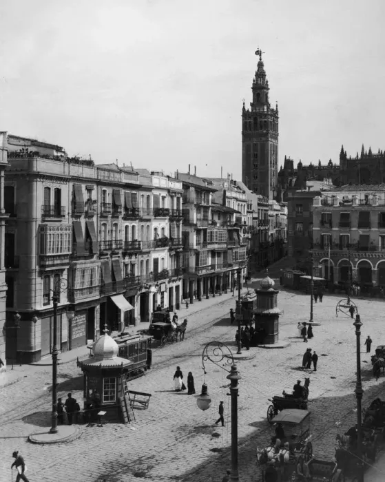 Framed Print : Seville. A square in Seville, with the cathedral Framed Print : Seville. A square in Seville, with the cathedral