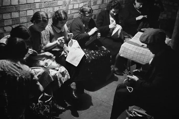 Framed Print : Sewing Lesson During The Blitz Framed Print : Sewing Lesson During The Blitz