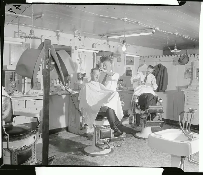 Framed Print : Bill Sexton Sitting in Barber's Chair Framed Print : Bill Sexton Sitting in Barber's Chair