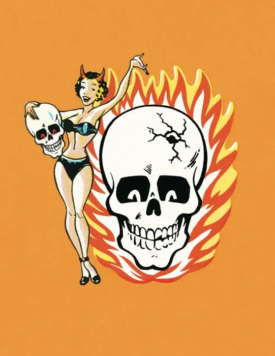 Framed Print : Sexy Woman and Cracked Skull Framed Print : Sexy Woman and Cracked Skull