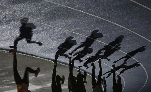 Shadows of a group of runners